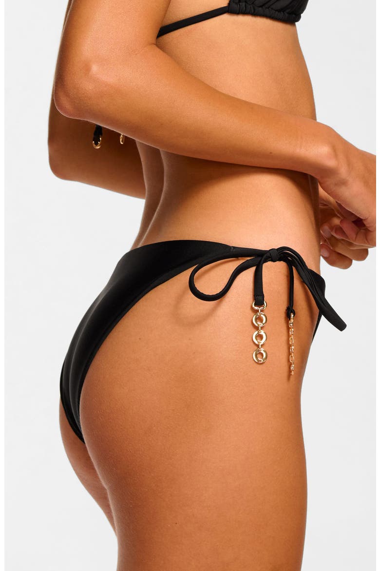 Heather Tie Side Bikini Bottoms, Alternate, color, BLACK