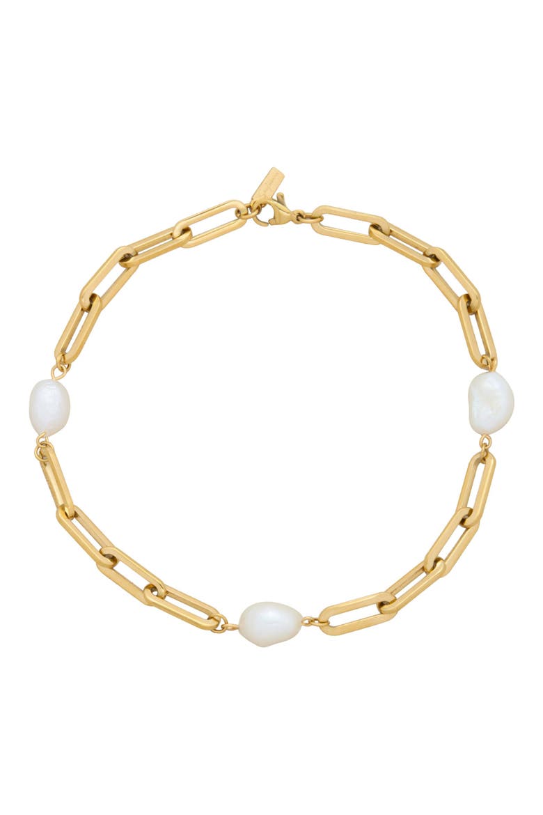 Freshwater Pearl Station Anklet, Main, color, WHITE