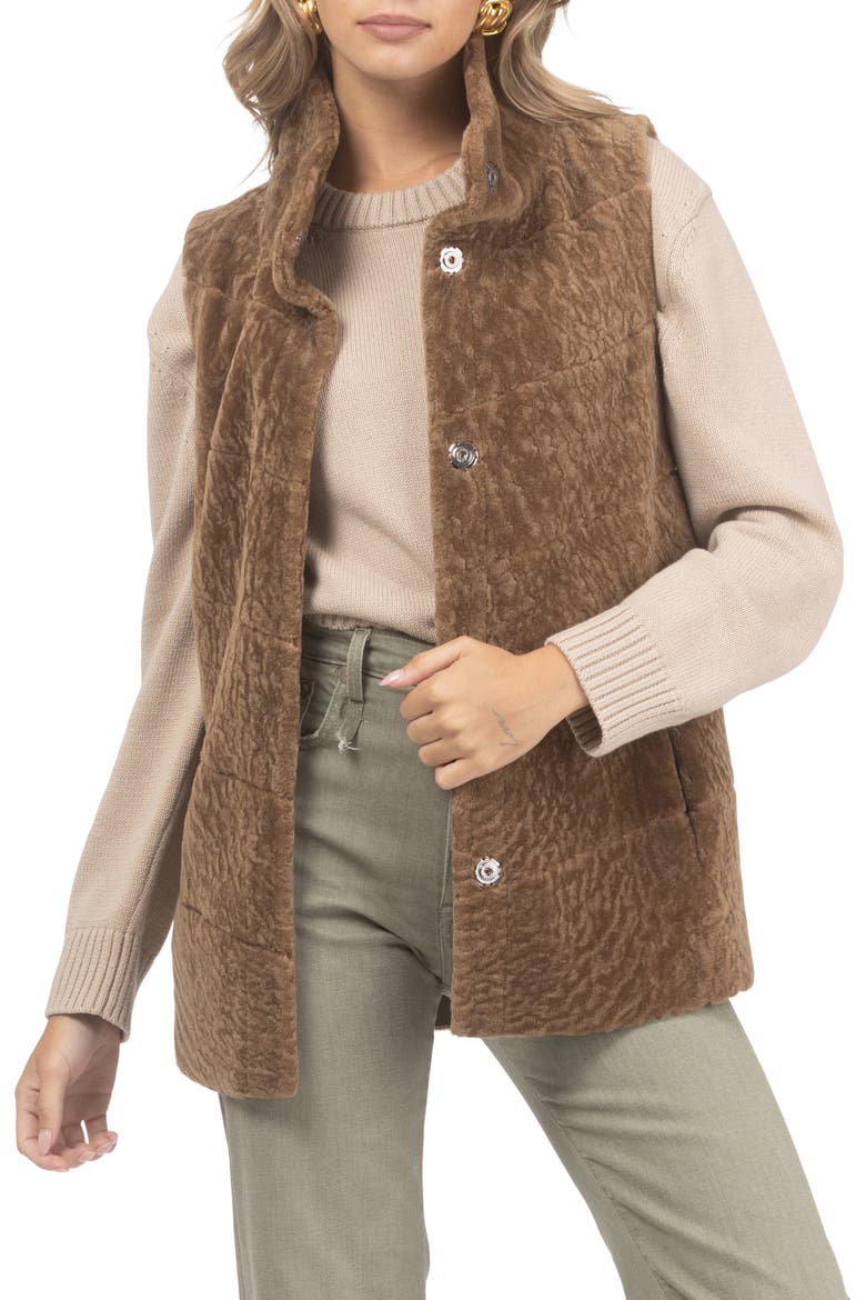 Reversible Genuine Shearling Vest, Main, color, CAMEL/CAMEL