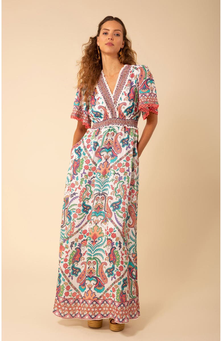 Hale Bob Elsie Linen Maxi Dress, Alternate, color,