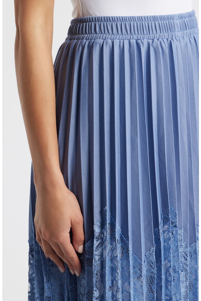 Sigrid Mixed Media Pleated Skirt, Alternate, color, BLUE