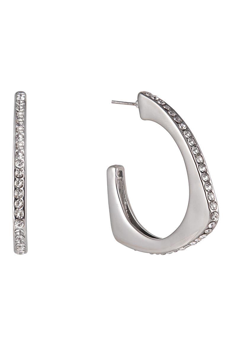Pavé Triangular Hoop Earrings, Alternate, color, SILVER