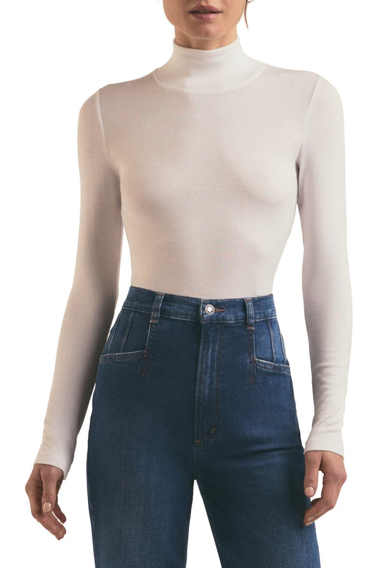 Long Sleeve Mock Neck Rib Top, Main, color, WHITE