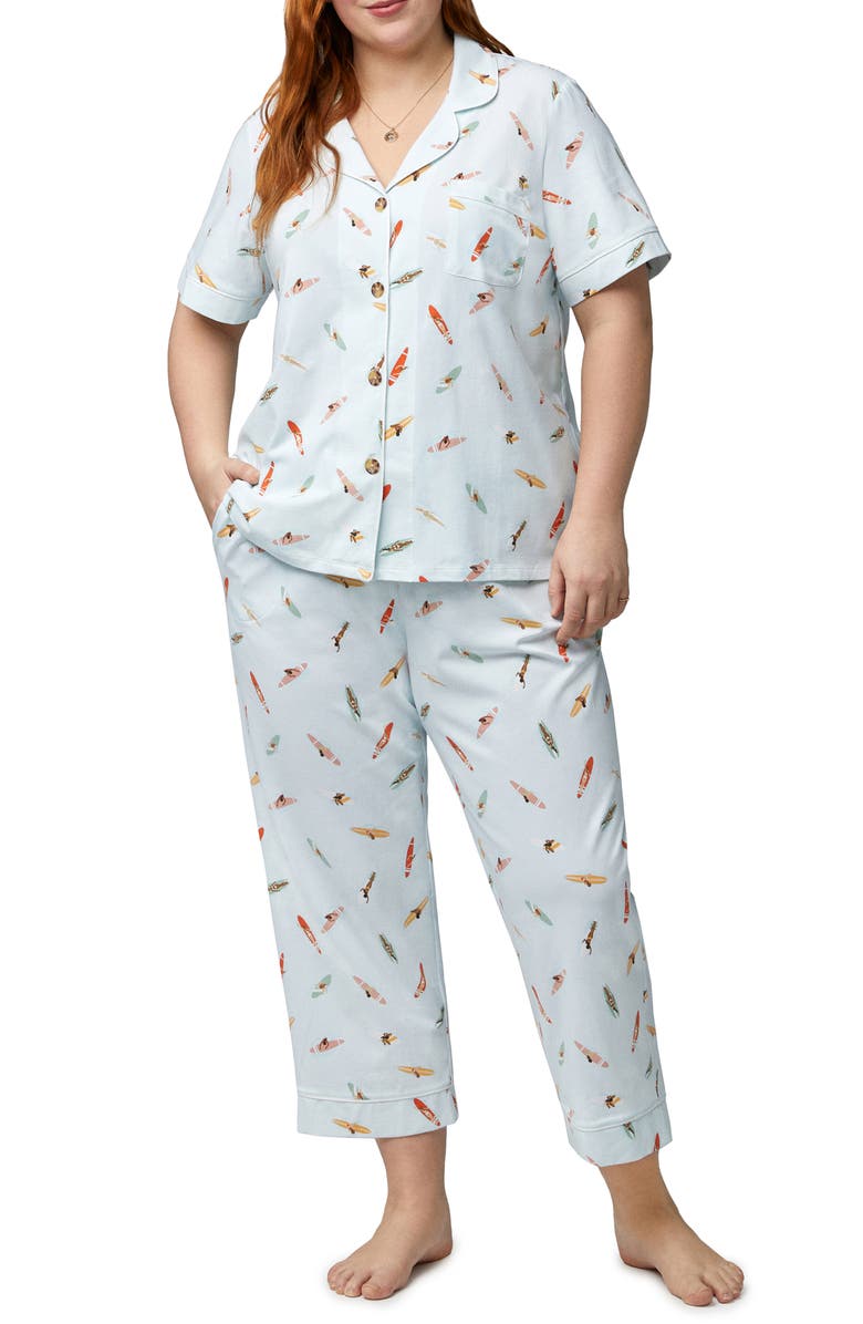 BedHead Pajamas Print Organic Cotton Blend Crop Pajamas, Alternate, color, 
