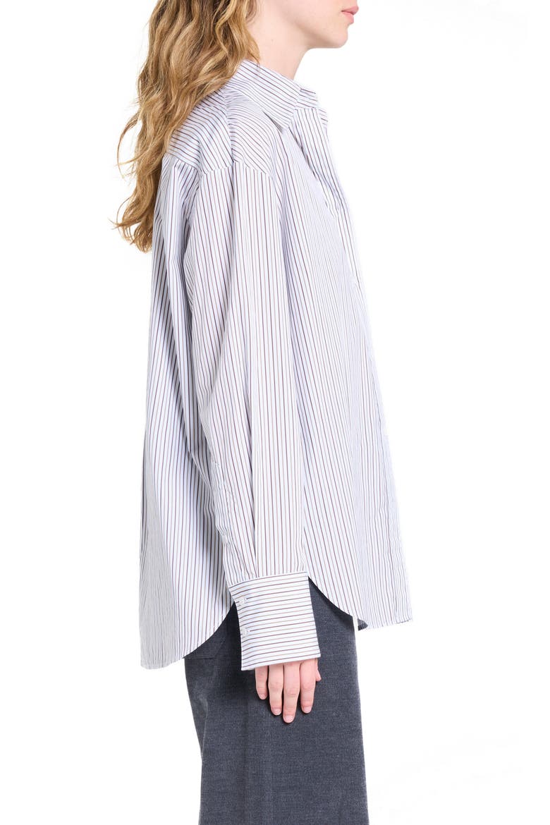 Big Joe Stripe Cotton Button-Up Shirt, Alternate, color, BABY BLUE/ CHOCOLATE / KHAKI