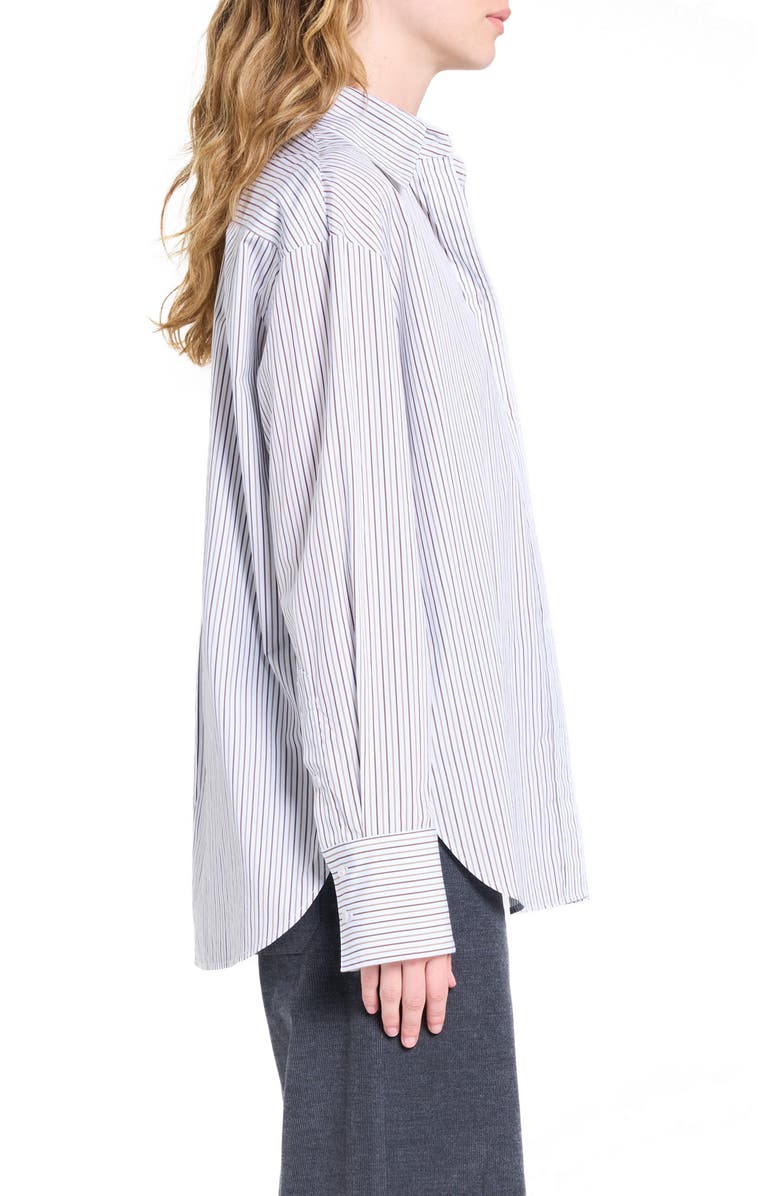 TWP Big Joe Stripe Cotton Button-Up Shirt, Alternate, color, Baby Blue/ Chocolate / Khaki