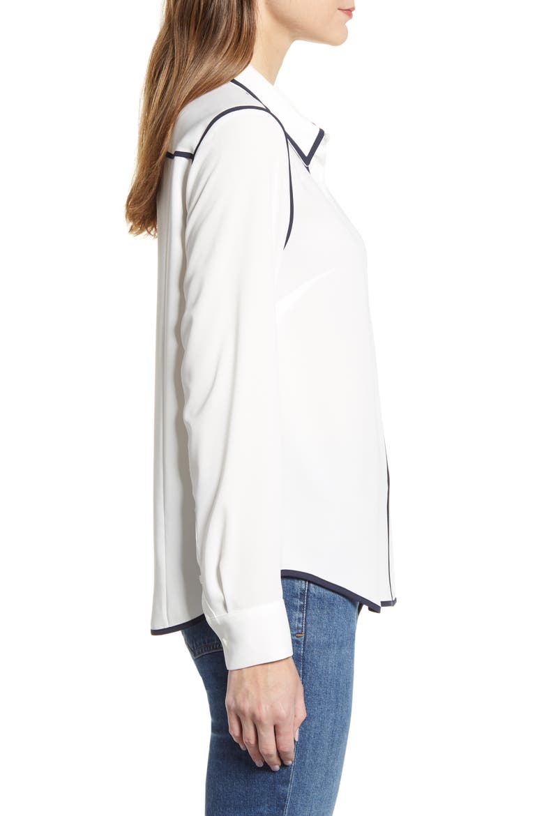 Contrast Trim Woven Shirt, Alternate, color, IVORY
