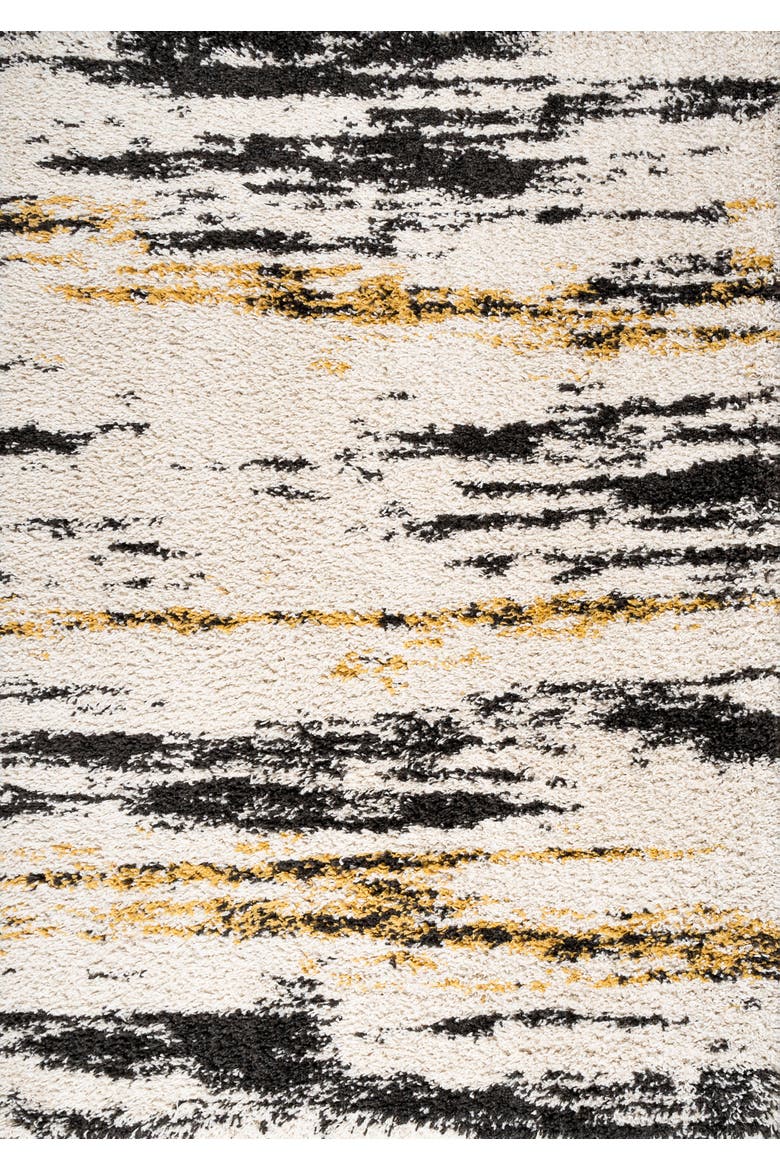Nova Modern Bold Strie' Shag Area Rug, Alternate, color, Beige/Black/Yellow