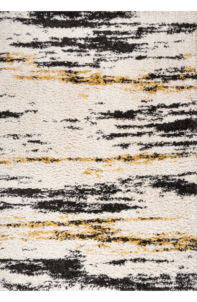 JONATHAN Y Nova Modern Bold Strie
 Shag Area Rug, Alternate, color, Beige/Black/Yellow