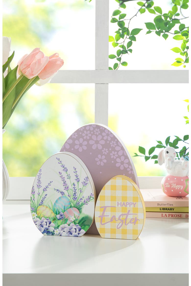 7.75"H Easter Wooden Eggs Table Decor, Alternate, color, Purple
