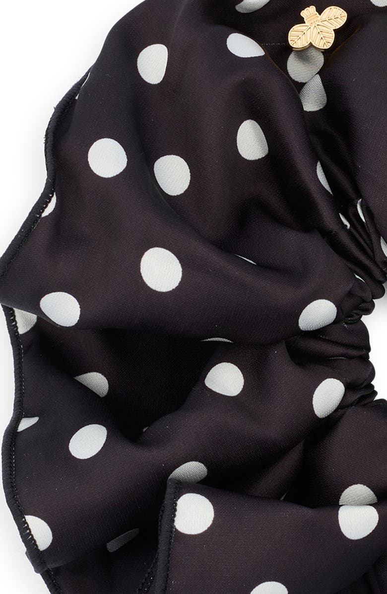 L. Erickson Dottie Polka Dot Scrunchie, Alternate, color, Black/ White
