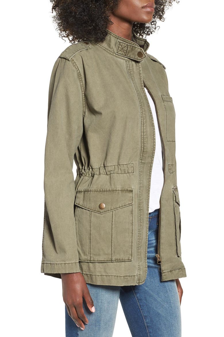 Cotton Canvas Anorak, Alternate, color, OLIVE BURNT