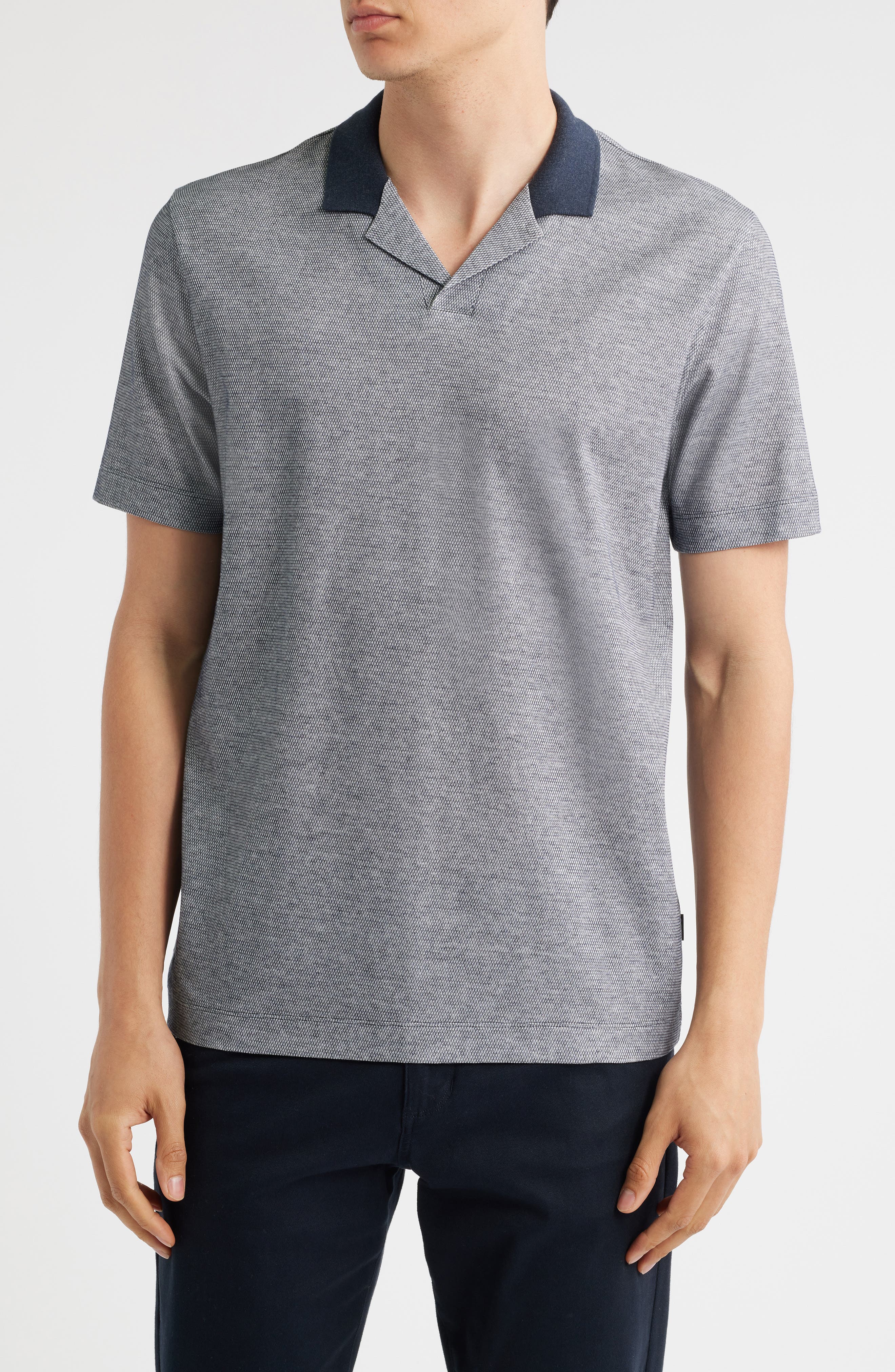 BOSS Pye Textured Johnny Collar Polo