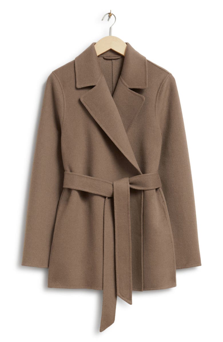 & Other Stories Belted Wool Blend Coat, Alternate, color, 