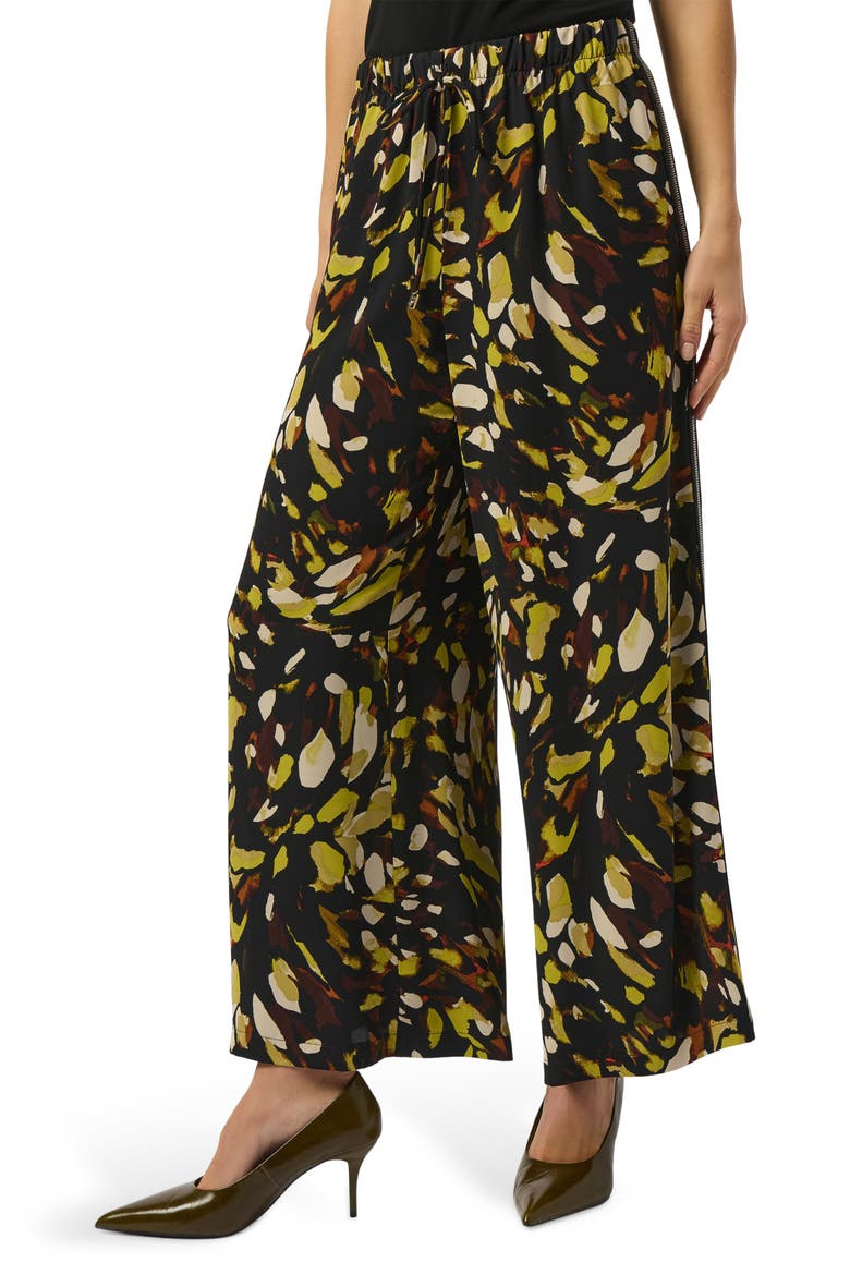 Animal Print Micro Twill Wide Leg Pants, Alternate, color, BLACK/ MULTI