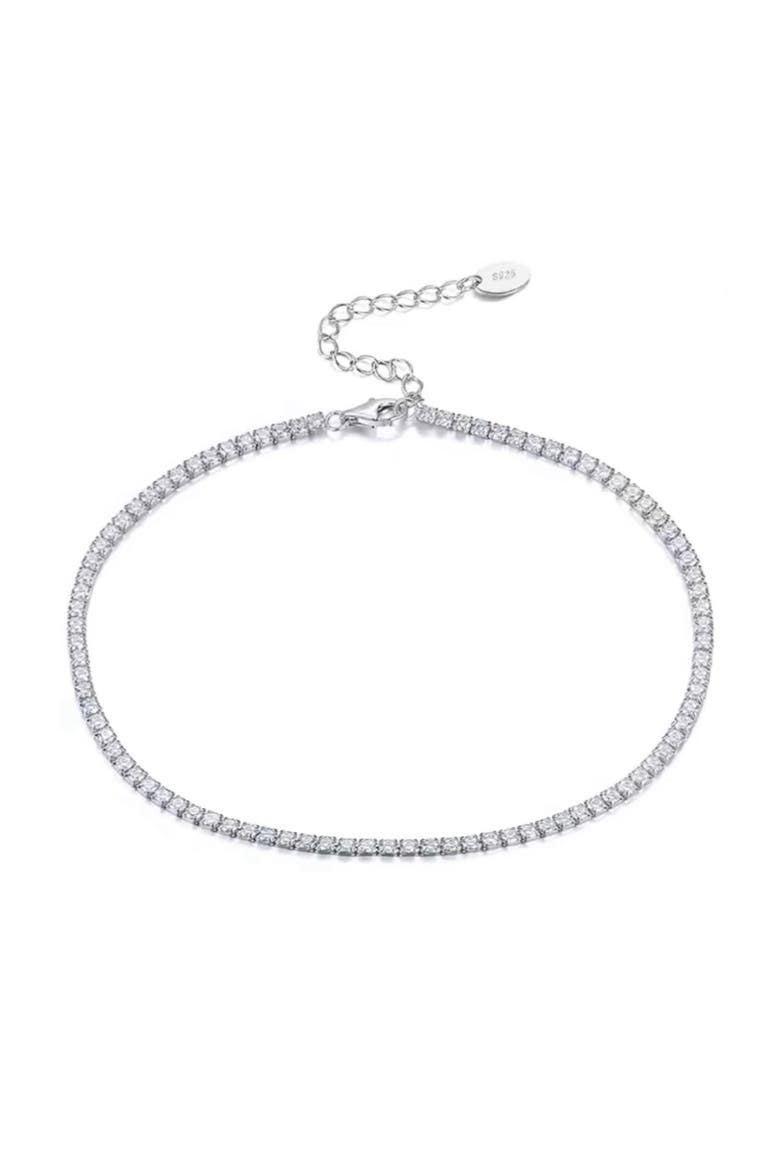 The Margo Adjustable Thin Tennis Anklet, Main, color, Silver