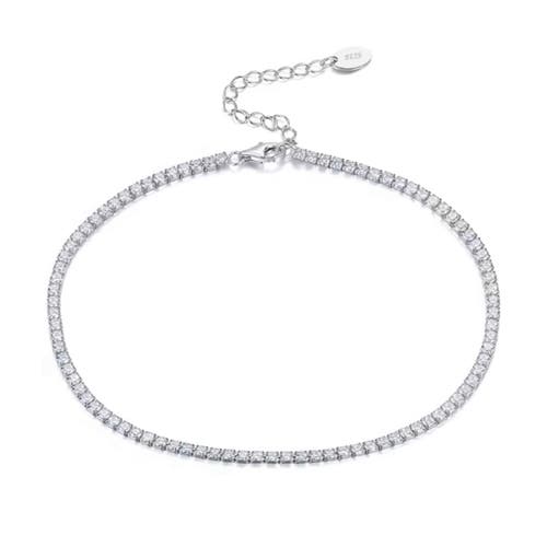 Leni James The Margo Adjustable Thin Tennis Anklet in Silver at Nordstrom