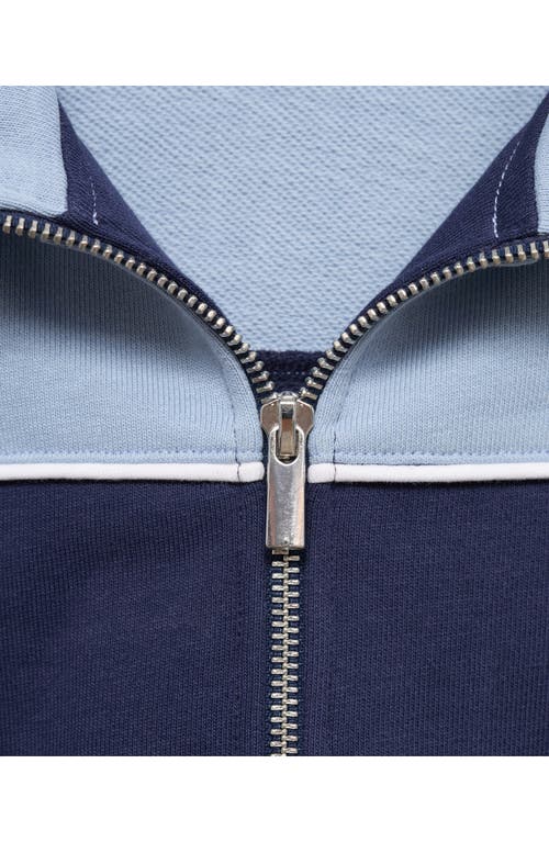 Mango Two-tone Zip Front Jacket In Blue