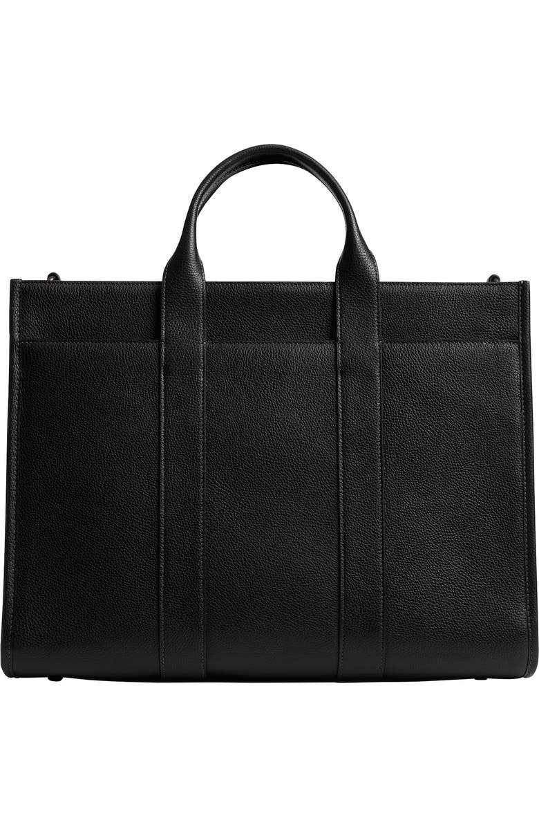 COACH Wesley Polished Pebble Leather Tote, Alternate, color, Black