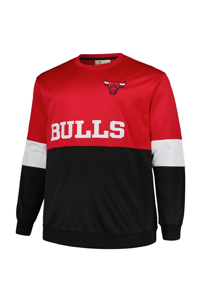 Men's Fanatics Branded Red/Black Chicago Bulls Big & Tall Split Pullover Sweatshirt, Alternate, color, Red