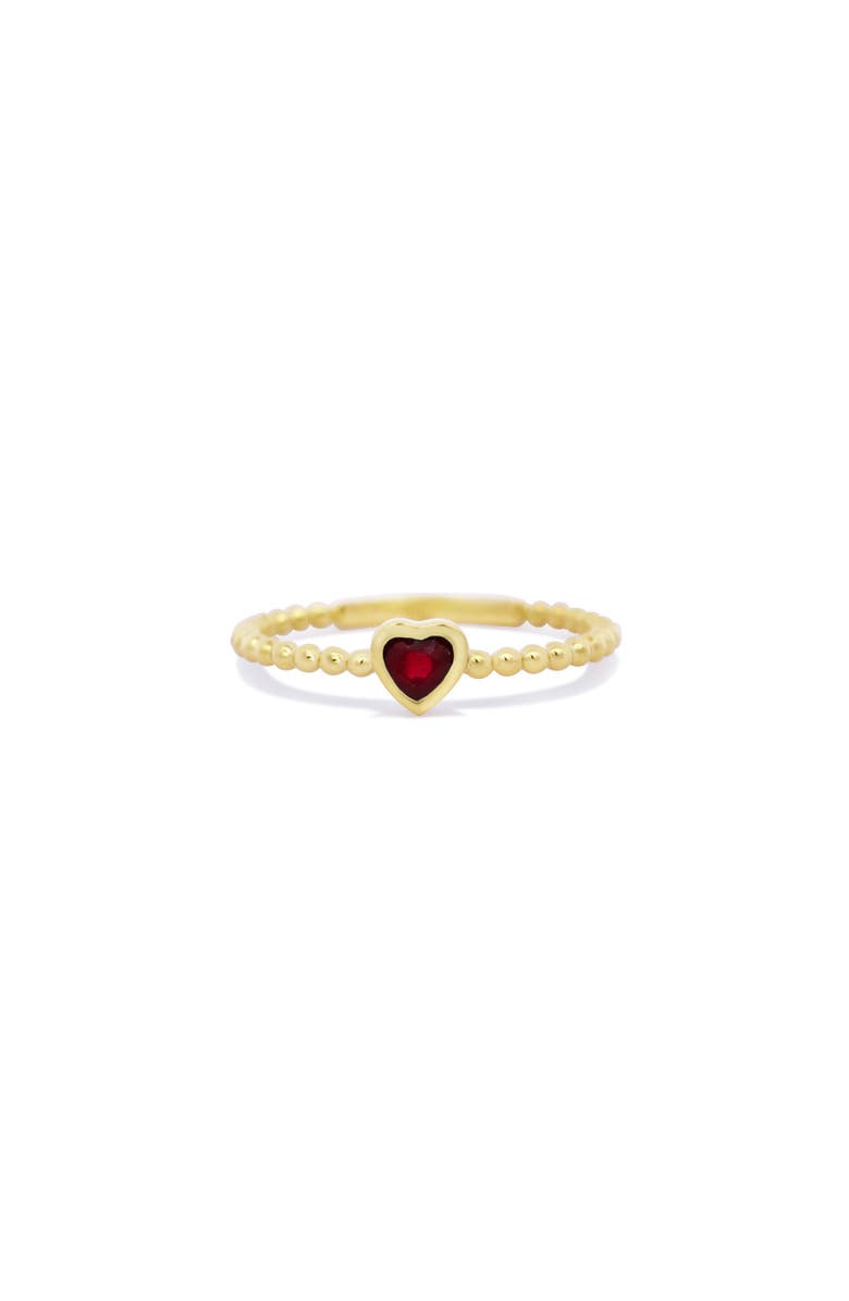 The Lovery Fine Jewelry Ruby Bezel Heart Ring, Main, color, Ruby