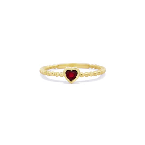 Ruby Bezel Heart Ring