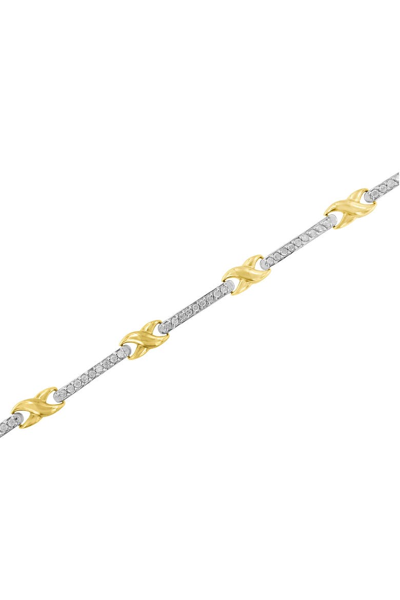 10K Yellow Gold 1.00 Cttw Pave Set Diamond Bar and X-Link Bracelet, Alternate, color, Yellow