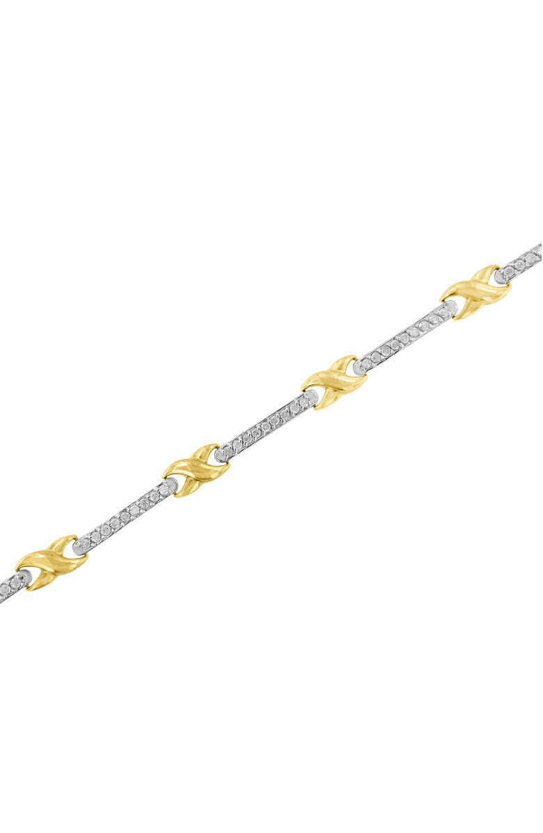 Haus of Brilliance 10K Yellow Gold 1.00 Cttw Pave Set Diamond Bar and X-Link Bracelet, Alternate, color, Yellow
