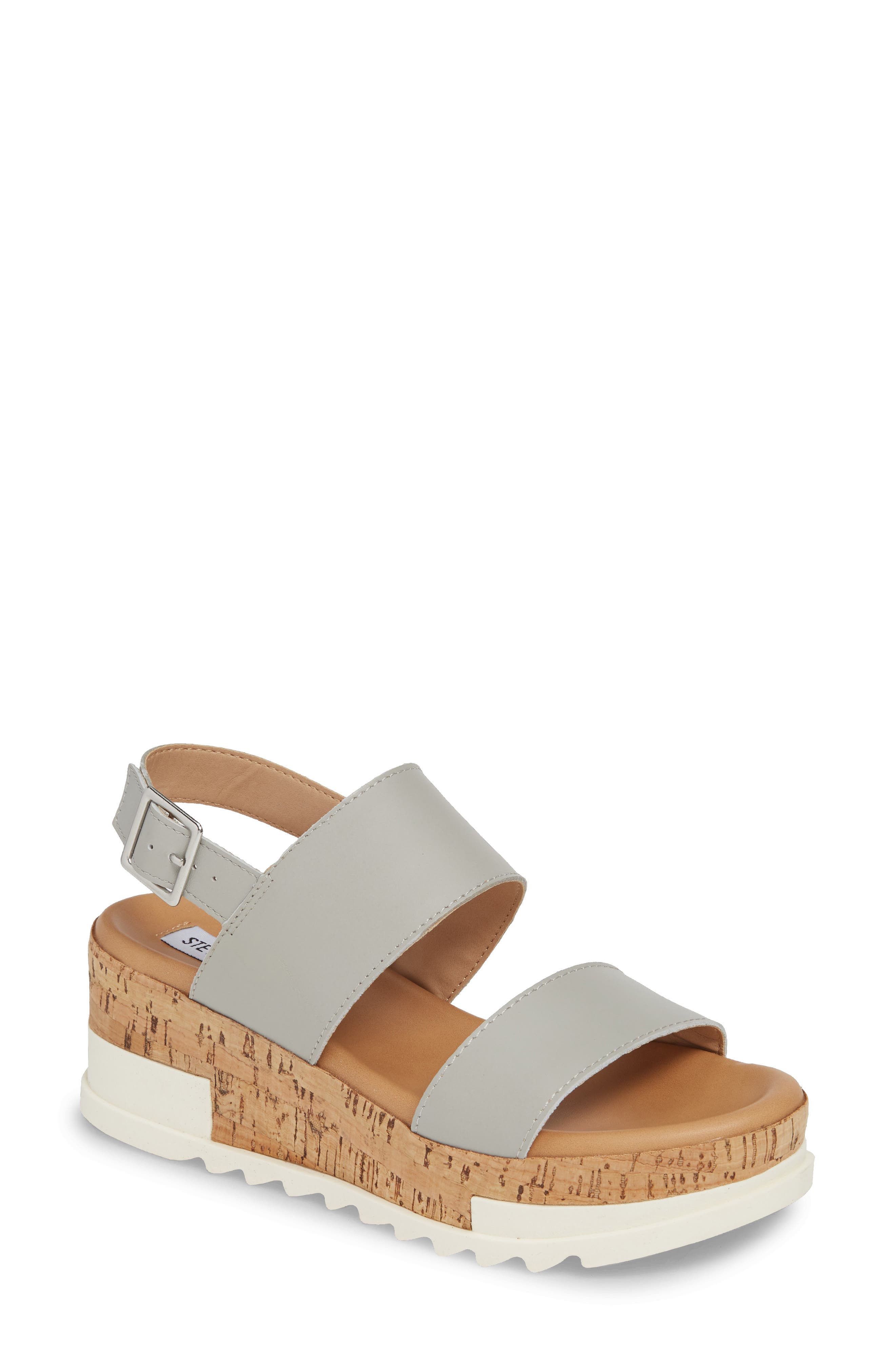 Brenda Wedge Sandal, Main, color, GREY LEATHER
