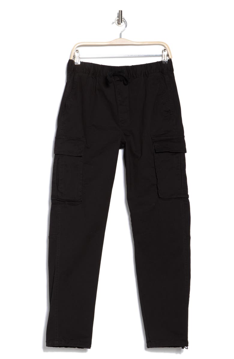 DENIM AND FLOWER Stretch Cotton Twill Cargo Pants, Alternate, color, Black