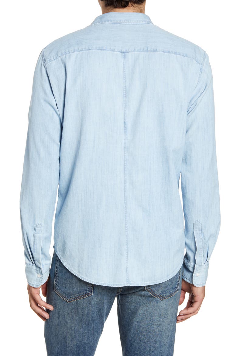 Luke Regular Fit Chambray Button-Up Sport Shirt, Alternate, color, CLASSIC BLUE WASH