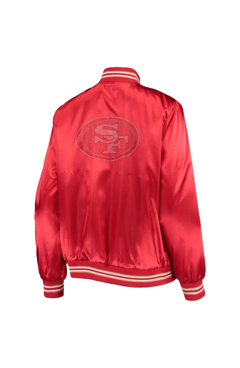 STARTER Women's Starter Scarlet San Francisco 49ers Varsity Lover Satin Full-Snap Jacket, Alternate, color, 