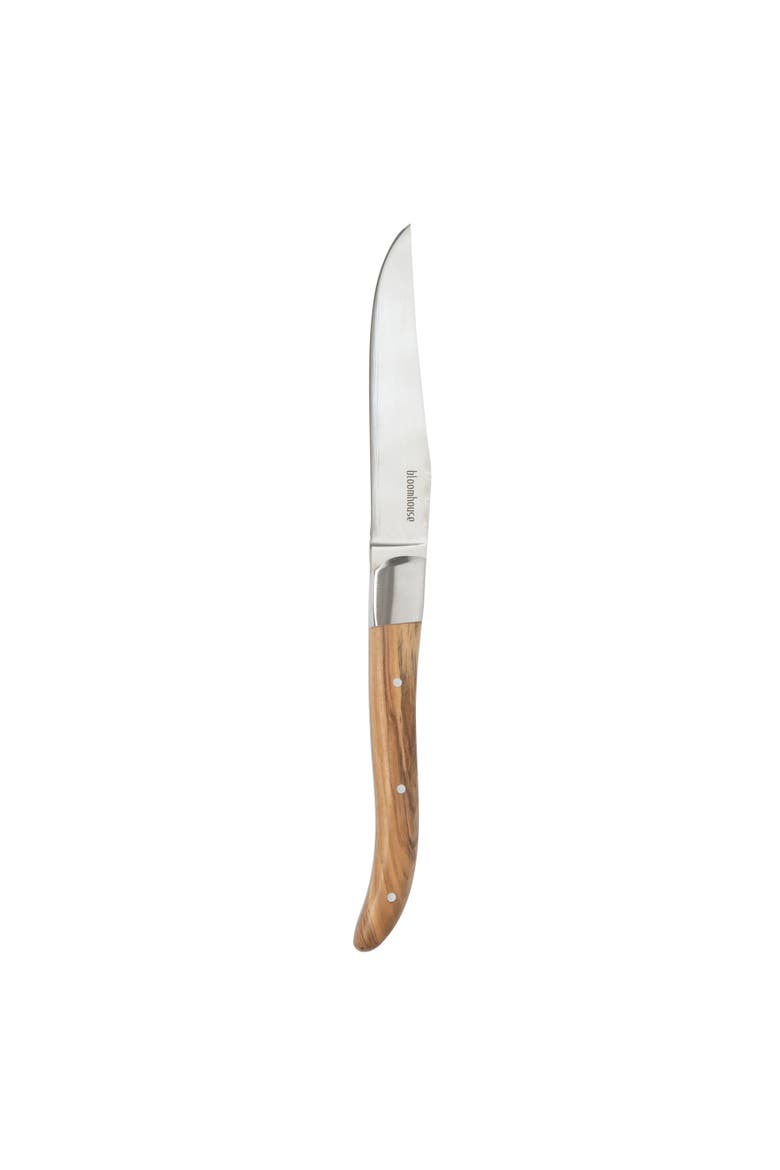 German Stainless Steel Steak Knife Set - Olive Wood Handle Steak Knives, Alternate, color, Natural Wood