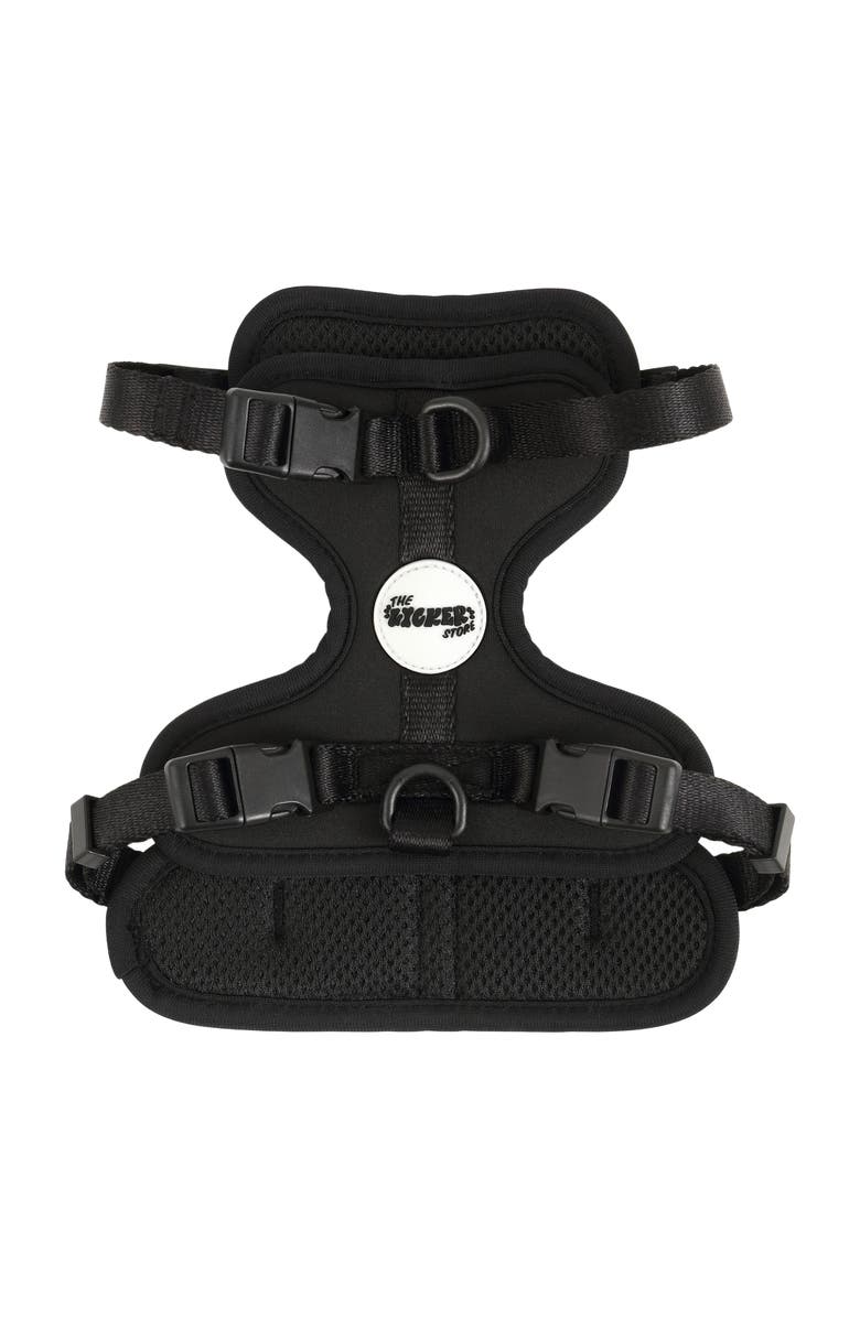 The Licker Store Arlo Adjustable Soft Padded No Pull Pet Harness with 3 Buckles and 3 Leash Clips, Main, color, Black