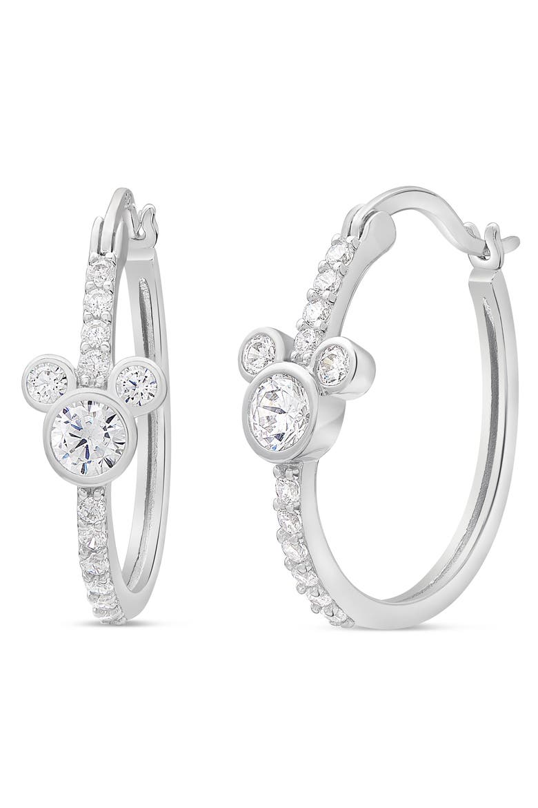 Mickey Mouse Sterling Silver Hoop Earrings, Main, color, Silver