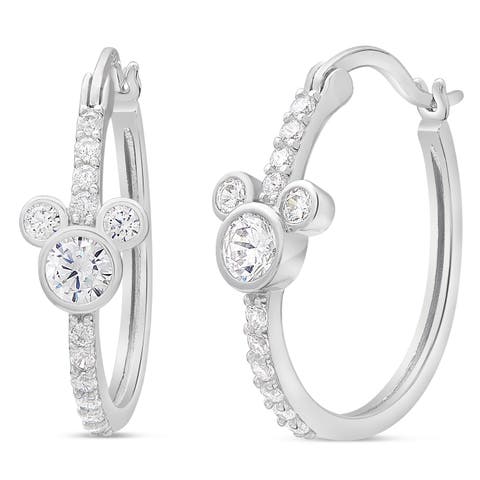 Mickey Mouse Sterling Silver Hoop Earrings