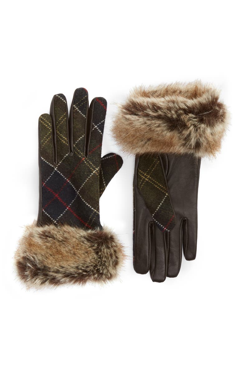 Barbour Linton Leather & Wool Gloves, Main, color, 