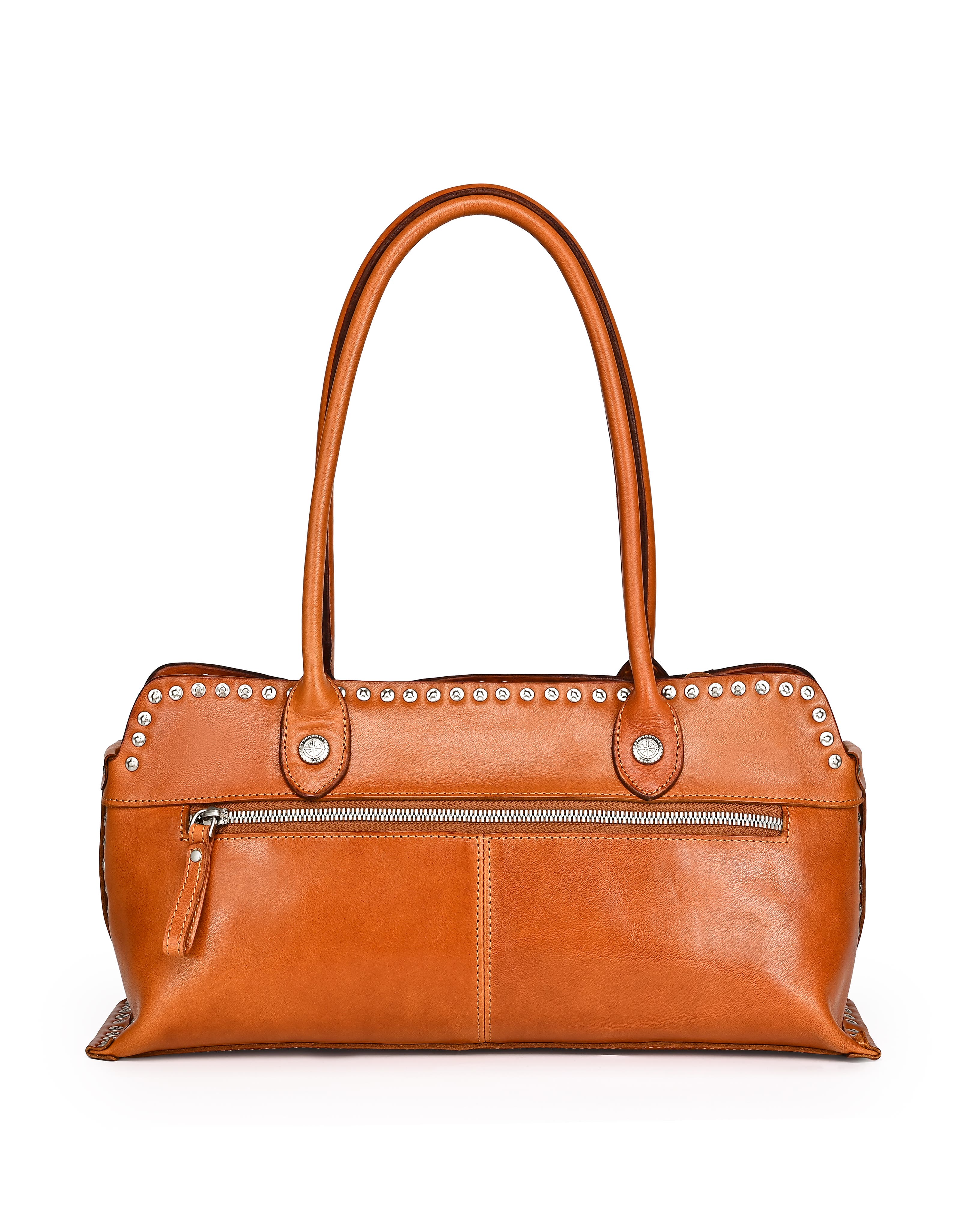 Soul Genuine Leather Studded Structured Shoulder Bag, Alternate, color, Caramel