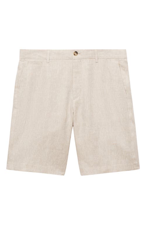 Mango Slim Fit Flat Front Linen Bermuda Chino Shorts In Ecru