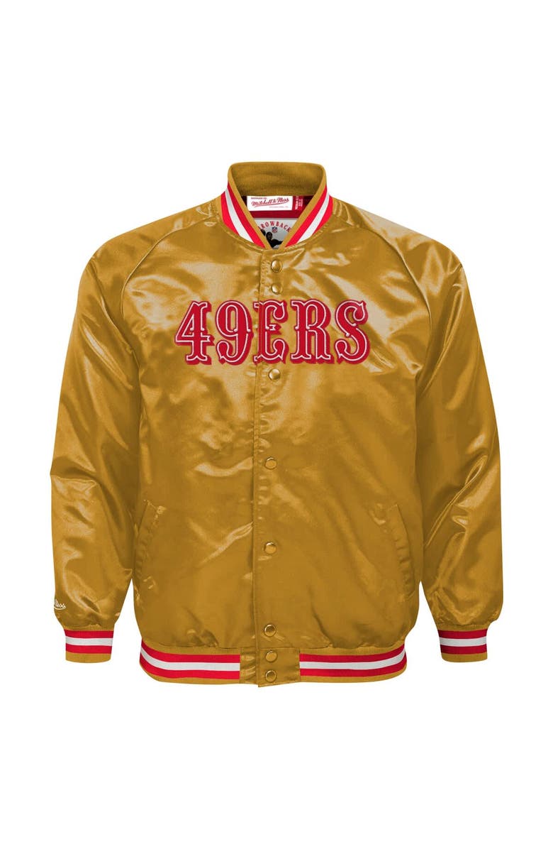 Mitchell & Ness Youth Mitchell & Ness Gold San Francisco 49ers Satin Raglan Full-Snap Jacket, Alternate, color, 