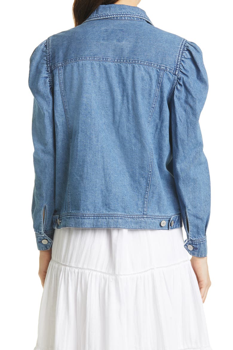 Indie Puff Sleeve Denim Trucker Jacket, Alternate, color, SORRENTO WASH