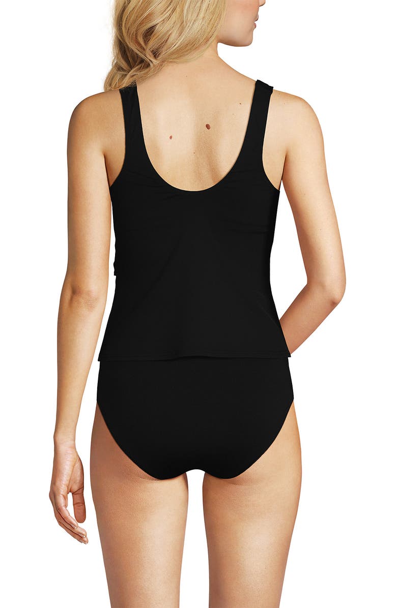Lands' End Chlorine Resistant Side Tie V-neck Tankini Swimsuit Top, Alternate, color, Black