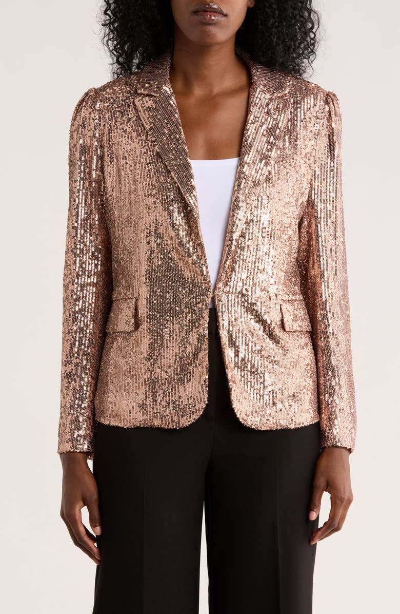 Love Token Susan Sequin Blazer, Main, color, Blush