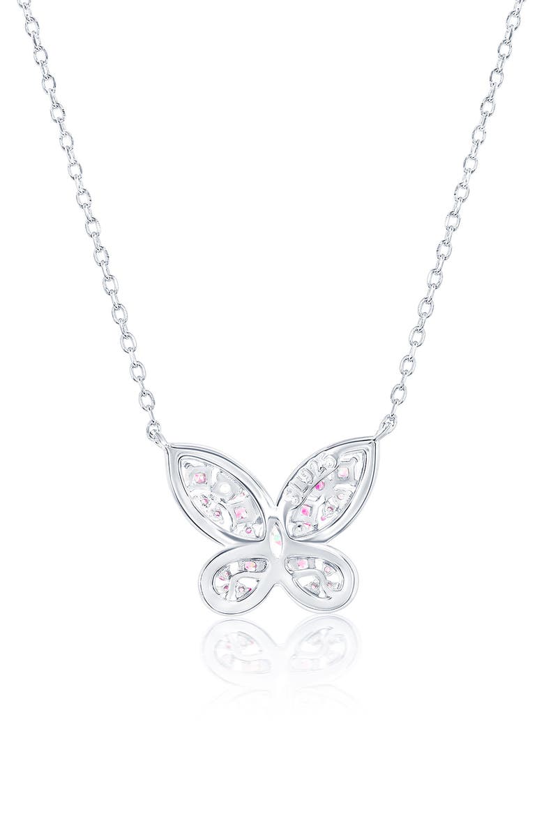 Pavé Cubic Zirconia Butterfly Pendant Necklace, Alternate, color, PINK