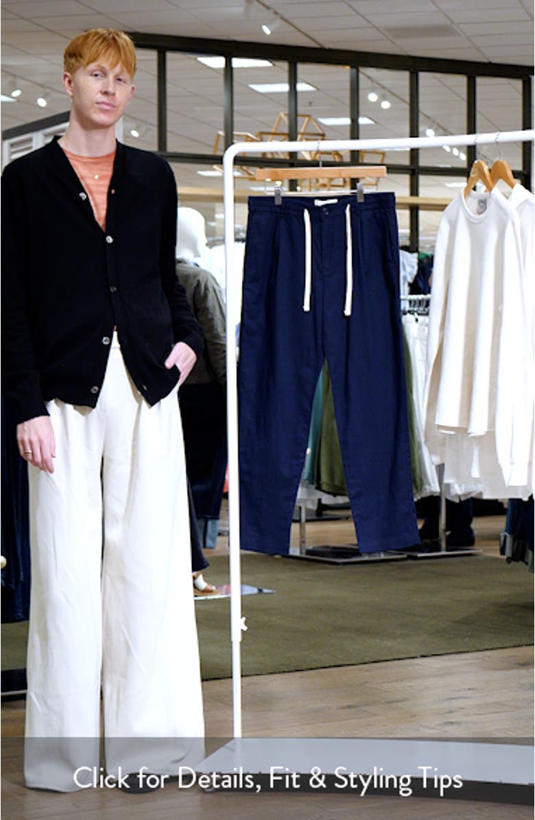 Slim Fit Linen & Cotton Drawstring Pants, sales video thumbnail