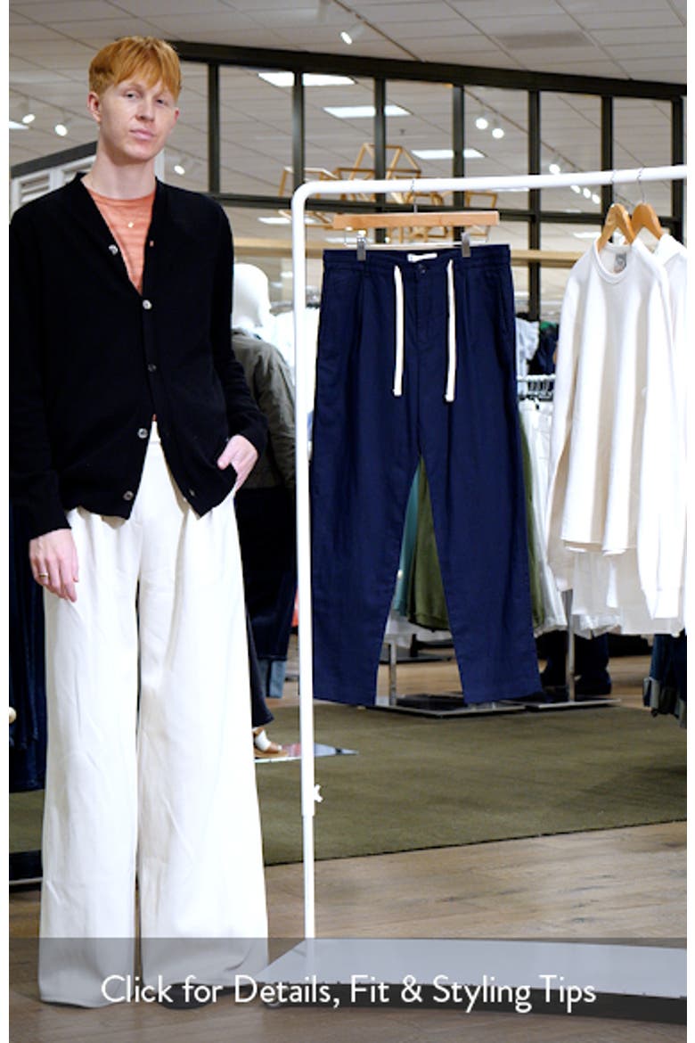 Slim Fit Linen & Cotton Drawstring Pants video