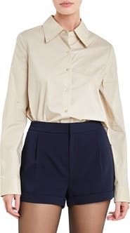 English Factory Accent Collar Poplin Shirt