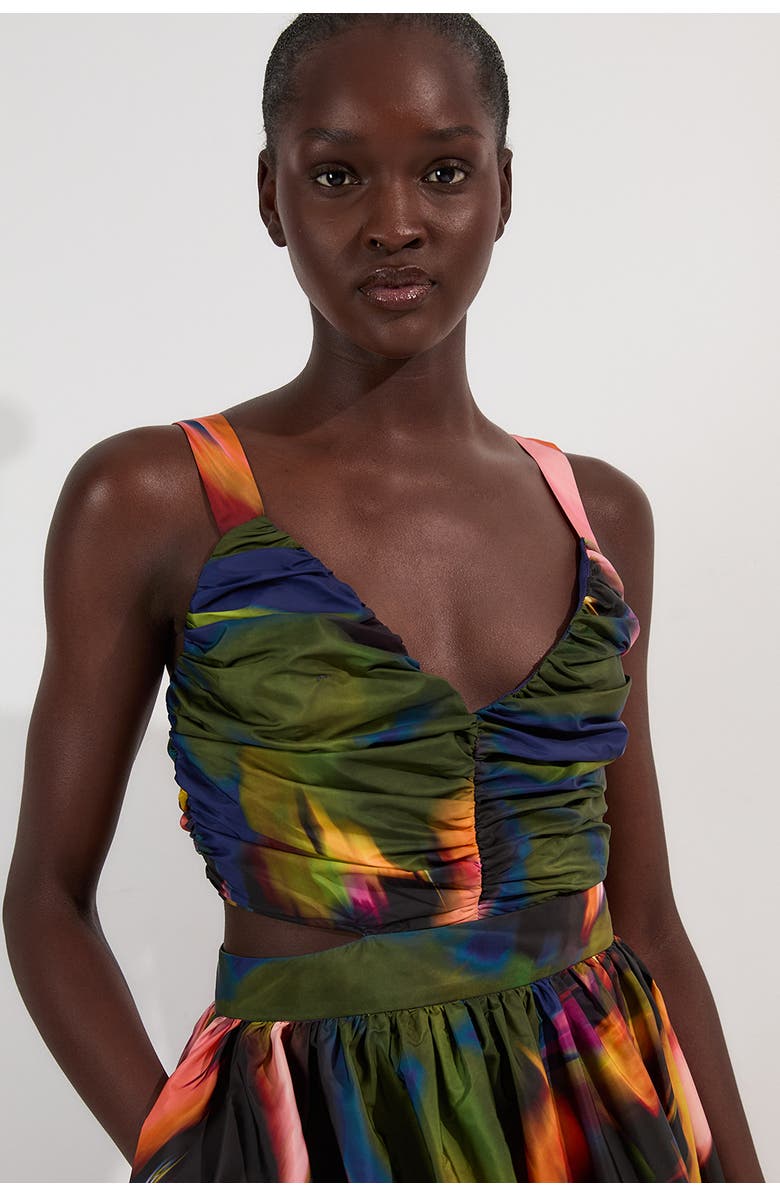 Karen Millen Blurred Floral Taffeta Maxi Dress, Alternate, color, Multi