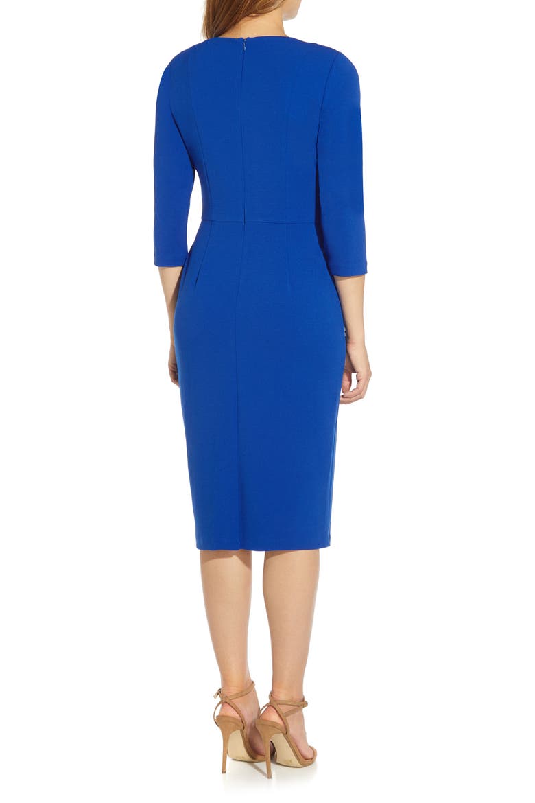 Tie Waist Crepe Sheath Dress, Alternate, color, VIOLET COBALT