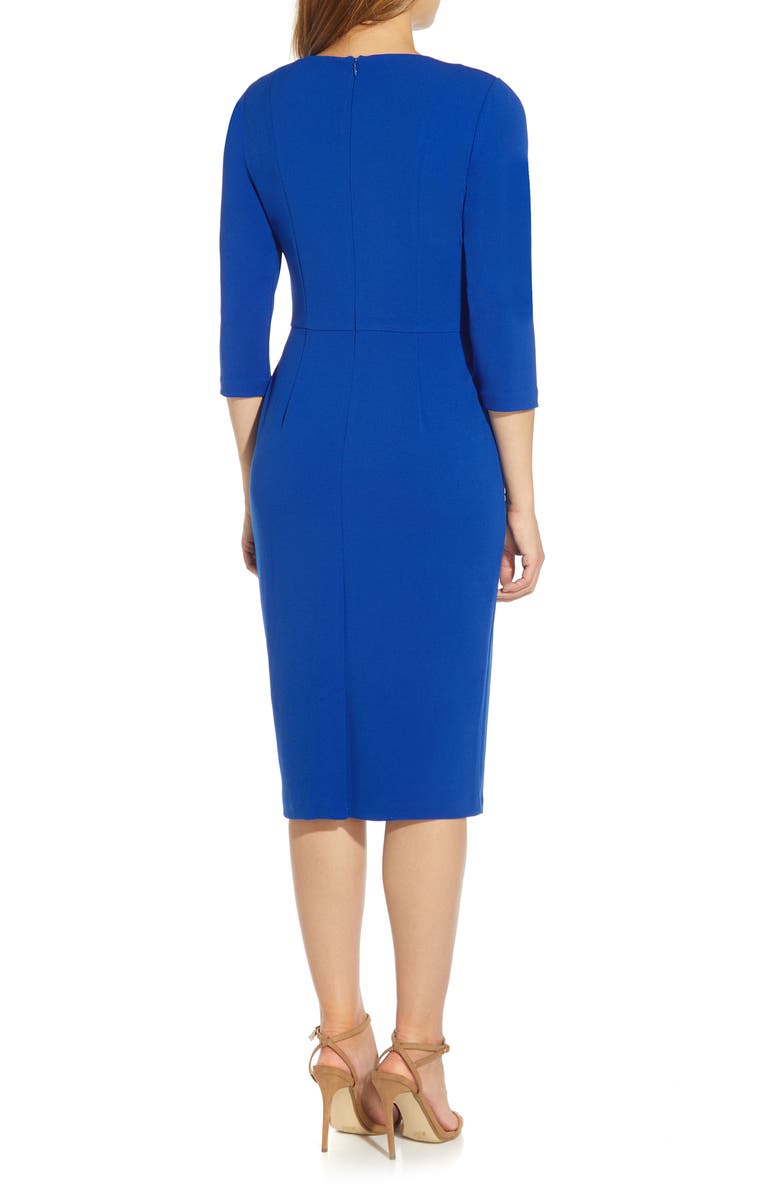 Adrianna Papell Tie Waist Crepe Sheath Dress, Alternate, color, Violet Cobalt